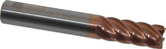 Accupro - 3/8", 7/8" LOC, 3/8" Shank Diam, 2-1/2" OAL, 6 Flute, Solid Carbide Square End Mill - Single End, TiCN Finish, Spiral Flute, 40° Helix, Centercutting, Right Hand Cut, Right Hand Flute - Apex Tool & Supply