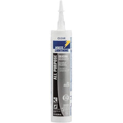 White Lightning - 10 oz Cartridge Clear RTV Silicone Joint Sealant - -80 to 400°F Operating Temp, 30 min Tack Free Dry Time, 24 hr Full Cure Time - Apex Tool & Supply