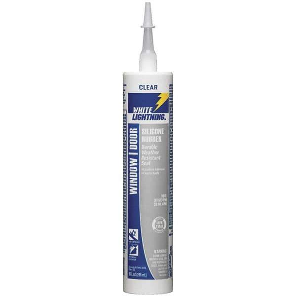 White Lightning - 10 oz Cartridge Clear RTV Silicone Joint Sealant - -80 to 450°F Operating Temp, 30 min Tack Free Dry Time, 24 hr Full Cure Time - Apex Tool & Supply