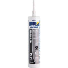 White Lightning - 10 oz Cartridge White RTV Silicone Joint Sealant - -80 to 400°F Operating Temp, 30 min Tack Free Dry Time, 24 hr Full Cure Time - Apex Tool & Supply