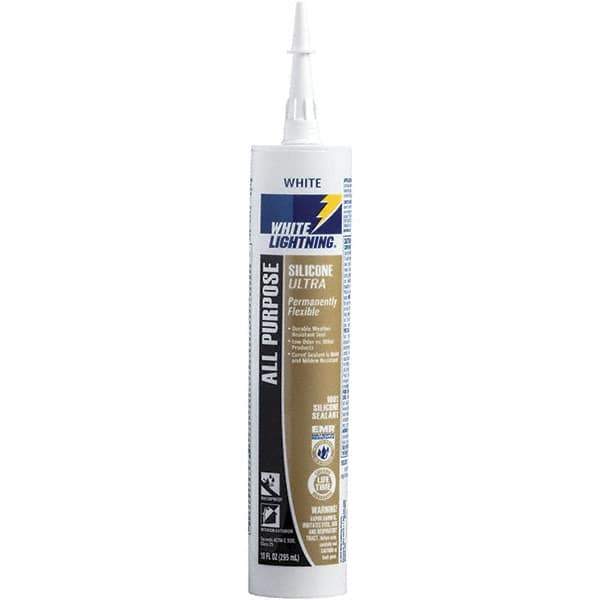 White Lightning - 10 oz Cartridge White RTV Silicone Caulk - 150°F Max Operating Temp - Apex Tool & Supply