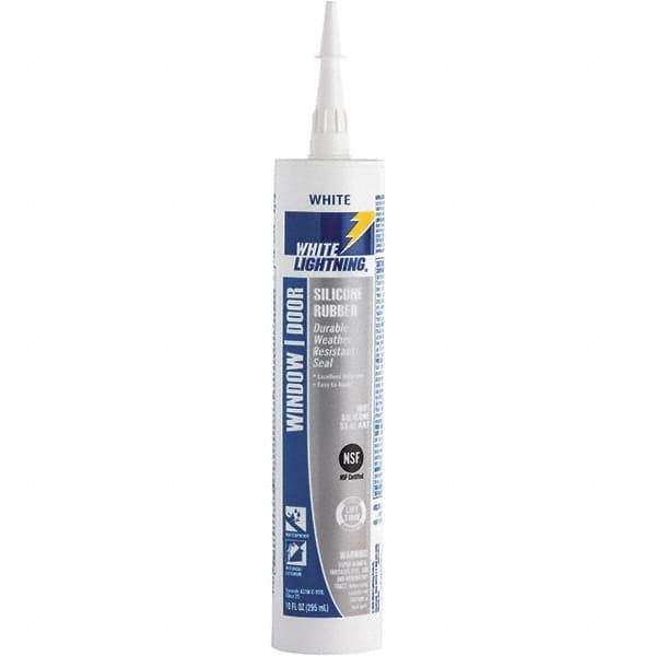 White Lightning - 10 oz Cartridge White RTV Silicone Joint Sealant - -80 to 450°F Operating Temp, 30 min Tack Free Dry Time, 24 hr Full Cure Time - Apex Tool & Supply