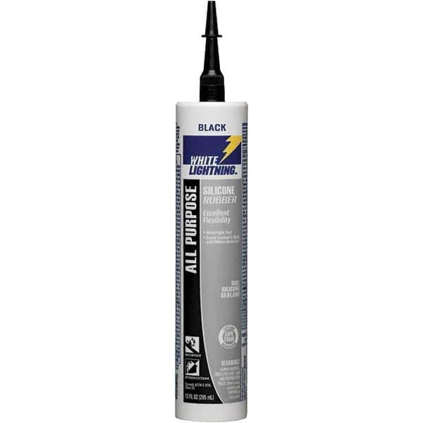 White Lightning - 10 oz Cartridge Black RTV Silicone Joint Sealant - -80 to 400°F Operating Temp, 30 min Tack Free Dry Time, 24 hr Full Cure Time - Apex Tool & Supply