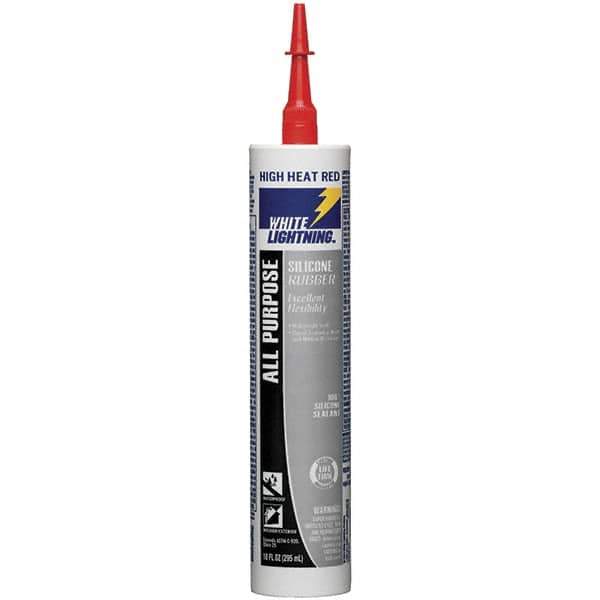 White Lightning - 10 oz Cartridge Red RTV Silicone Joint Sealant - -80 to 400°F Operating Temp, 30 min Tack Free Dry Time, 24 hr Full Cure Time - Apex Tool & Supply