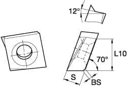 Kennametal - Grade KY3500 Ceramic Milling Insert - Uncoated, 0.2165" Thick, 12mm Inscribed Circle - Apex Tool & Supply