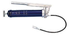 Lincoln - 4,500 Max psi, Flexible Lever Grease Gun - 14-1 & 2 oz (Cartridge) & 16 oz (Bulk) Capacity, 1/8 Thread Outlet, 33 Strokes per oz, Bulk & Cartridge Fill, Includes Coupler - Apex Tool & Supply