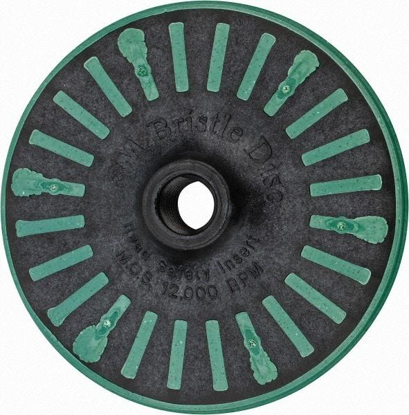 3M - 4-1/2" 50 Grit Ceramic Straight Disc Brush - Coarse Grade, Threaded Hole Connector, 3/4" Trim Length, 5/8-11 Threaded Arbor Hole - Apex Tool & Supply