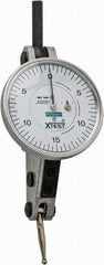 Fowler - 0.06 Inch Range, 0.0005 Inch Dial Graduation, Horizontal Dial Test Indicator - 1-1/2 Inch White Dial, 0-15-0 Dial Reading - Apex Tool & Supply