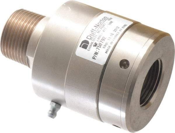 Duff-Norton - 1 NPT Right Hand Rotor Thread, 99" Body Length, Single Ball Bearing, High Pressure, Rotary Union - 80 Max RPM, 3,600 Max psi - Apex Tool & Supply