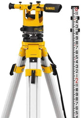 DeWALT - 20x Magnification, 5 to 200 Ft. Measuring Range, Transit Optical Level Kit - Accuracy 1/4 Inch at 100 Ft., Kit Includes Aluminum Tripod with Quick Adjust Legs - Apex Tool & Supply