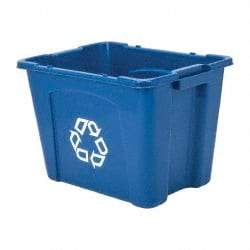 Rubbermaid - 14 Gal Blue Rectangle Recycling Container - Polyethylene, 14-3/4" High x 20-3/4" Long x 16" Wide - Apex Tool & Supply