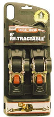 Erickson Manufacturing - 6' Long x 1" Wide, 1,500 Lb Basket Capacity, Polyester Web Sling - Black, with Retractable Ratchet - Apex Tool & Supply