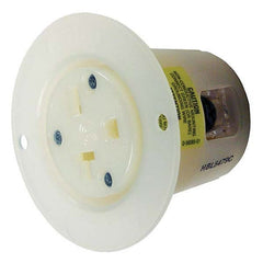 Hubbell Wiring Device-Kellems - 250V 20A NEMA 6-20R Commercial Grade White Straight Blade Flanged Receptacle - Apex Tool & Supply