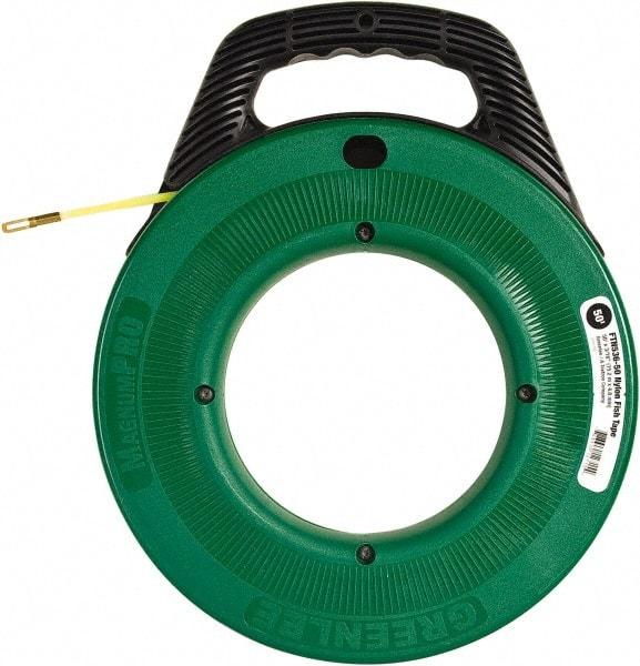 Greenlee - 50 Ft. Long x 3/16 Inch Wide, Nylon Fish Tape - 250 Lb. Pulling Strength, Includes Case - Apex Tool & Supply