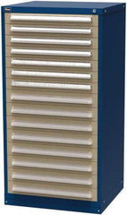 Vidmar - 15 Drawer, Modular Storage Cabinet - Steel, 30" Wide x 27-3/4" Deep x 59" High, Blue & Beige - Apex Tool & Supply