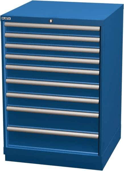 LISTA - 9 Drawer, Modular Storage Cabinet - Steel, 28-1/4" Wide x 28-1/2" Deep x 41-3/4" High, Blue - Apex Tool & Supply