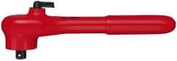 Knipex - 3/8" Drive Square Head Ratchet - Insulated Finish, 7-1/2" OAL, 24 Gear Teeth, Reversible Head - Apex Tool & Supply