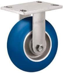 Albion - 6" Diam x 2" Wide x 7-1/4" OAH Top Plate Mount Rigid Caster - Neoprene, 700 Lb Capacity, Precision Sealed Bearing, 4 x 4-1/2" Plate - Apex Tool & Supply