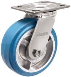 Albion - 4" Diam x 2" Wide x 5-5/8" OAH Top Plate Mount Swivel Caster - Neoprene, 500 Lb Capacity, Roller Bearing, 4 x 4-1/2" Plate - Apex Tool & Supply