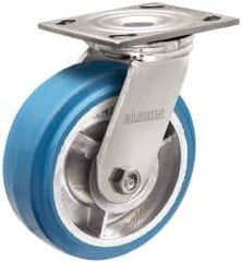 Albion - 6" Diam x 2" Wide x 7-1/4" OAH Top Plate Mount Swivel Caster - Neoprene, 700 Lb Capacity, Roller Bearing, 4 x 4-1/2" Plate - Apex Tool & Supply