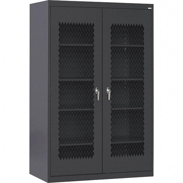 Sandusky Lee - 5 Shelf Visible Storage Cabinet - Steel, 36" Wide x 24" Deep x 72" High, Black - Apex Tool & Supply