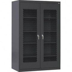 Sandusky Lee - 5 Shelf Visible Storage Cabinet - Steel, 36" Wide x 24" Deep x 72" High, Black - Apex Tool & Supply