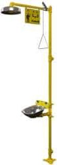 Bradley - Drench shower & Eyewash Station - Bowl, Push Plate Activated, Galvanized Steel Pipe, Plastic Shower Head - Apex Tool & Supply
