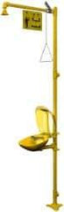Bradley - Drench shower & Eyewash Station - Bowl with Hinged Dust Cover, Push Plate Activated, Galvanized Steel Pipe, Plastic Shower Head - Apex Tool & Supply