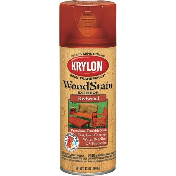 Krylon - 0.5 Qt Aerosol Can Redwood Wood Stain - Oil-Based, Semi-Transparent - Apex Tool & Supply