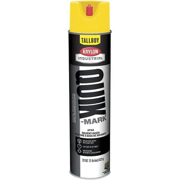 Krylon - 25 fl oz Yellow Marking Paint - 35 to 71 Sq Ft Coverage, Solvent-Based Formula - Apex Tool & Supply