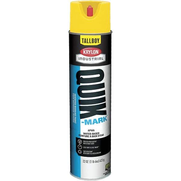 Krylon - 25 fl oz Yellow Marking Paint - 35 to 71 Sq Ft Coverage, Water-Based Formula - Apex Tool & Supply