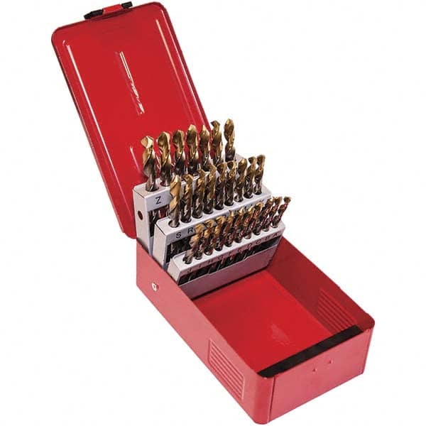 DORMER - 0.234 to 0.413", 118° Point, TiN Finish, High Speed Steel Jobber Length Drill Bit Set - Apex Tool & Supply