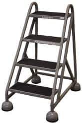 Cotterman - 42" 4 Step MasterStep Rolling Office Ladder - Assembled, 450 Lb Capacity, 36" Platform Height, 26" Base Width x 39" Base Depth, Rubber Matted - Apex Tool & Supply