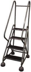 Cotterman - 42" 4 Step MasterStep Rolling Office Ladder - Assembled, 450 Lb Capacity, 36" Platform Height, 26" Base Width x 39" Base Depth, Rubber Matted - Apex Tool & Supply