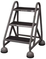 Cotterman - 33" 3 Step MasterStep Rolling Office Ladder - Assembled, 450 Lb Capacity, 27" Platform Height, 25" Base Width x 34" Base Depth, Rubber Matted - Apex Tool & Supply