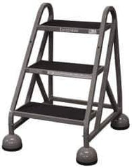 Cotterman - 33" 3 Step MasterStep Rolling Office Ladder - Assembled, 450 Lb Capacity, 27" Platform Height, 25" Base Width x 34" Base Depth, Rubber Matted - Apex Tool & Supply