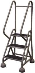 Cotterman - 33" 3 Step MasterStep Rolling Office Ladder - Assembled, 450 Lb Capacity, 27" Platform Height, 25" Base Width x 34" Base Depth, Rubber Matted - Apex Tool & Supply