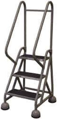 Cotterman - 33" 3 Step MasterStep Rolling Office Ladder - Assembled, 450 Lb Capacity, 27" Platform Height, 25" Base Width x 34" Base Depth, Rubber Matted - Apex Tool & Supply
