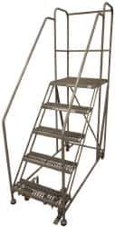 Cotterman - 86" 5 Step Rolling Work Platform - Assembled, 800 Lb Capacity, 50" Platform Height, 28" Base Width x 58" Base Depth, Serrated Steel - Apex Tool & Supply