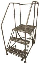 Cotterman - 60" 3 Step Rolling Work Platform - Assembled, 800 Lb Capacity, 30" Platform Height, 28" Base Width x 43" Base Depth, Serrated Steel - Apex Tool & Supply