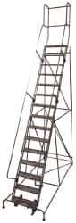 Cotterman - 202" 16 Step Rolling Warehouse Ladder - Knocked Down, 450 Lb Capacity, 160" Platform Height, 44" Base Width x 222" Base Depth, Perforated Tread - Apex Tool & Supply