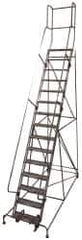 Cotterman - 202" 16 Step Rolling Warehouse Ladder - Knocked Down, 450 Lb Capacity, 160" Platform Height, 44" Base Width x 222" Base Depth, Perforated Tread - Apex Tool & Supply