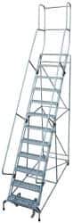 Cotterman - 162" 12 Step Rolling Warehouse Ladder - Knocked Down, 450 Lb Capacity, 120" Platform Height, 34" Base Width x 174" Base Depth, Perforated Tread - Apex Tool & Supply