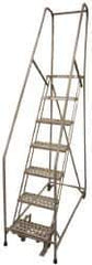 Cotterman - 100" 7 Step Rolling Warehouse Ladder - Assembled, 450 Lb Capacity, 70" Platform Height, 24" Base Width x 53" Base Depth, Perforated Tread - Apex Tool & Supply