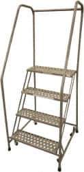 Cotterman - 70" 4 Step Rolling Warehouse Ladder - Assembled, 450 Lb Capacity, 40" Platform Height, 30" Base Width x 31" Base Depth, Perforated Tread - Apex Tool & Supply