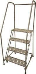 Cotterman - 70" 4 Step Rolling Warehouse Ladder - Assembled, 450 Lb Capacity, 40" Platform Height, 30" Base Width x 31" Base Depth, Perforated Tread - Apex Tool & Supply