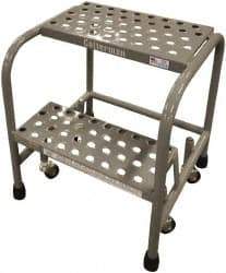 Cotterman - 20" 2 Step Rolling Warehouse Ladder - Assembled, 450 Lb Capacity, 20" Platform Height, 26" Base Width x 18" Base Depth, Perforated Tread - Apex Tool & Supply