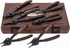 Paramount - 6 Piece, 3/8 to 1-3/4" Bore, 1/8 to 1-7/16" Shaft, Internal/External Retaining Ring Pliers Set - 0.038 to 0.07" Tip Diam Range - Apex Tool & Supply