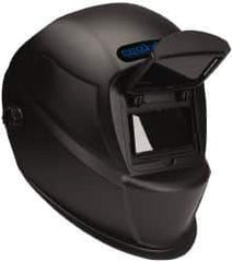 PRO-SAFE - 3-21/32" Window Width x 1-3/4" Window Height, 10 Shade Fixed Shade Lens, Front Lift Welding Helmet - Black Nylon Clear Lens - Apex Tool & Supply