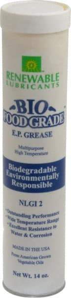 Renewable Lubricants - 14 oz Cartridge Biobased Extreme Pressure Grease - White, Extreme Pressure, Food Grade & High Temperature, 590°F Max Temp, NLGIG 2, - Apex Tool & Supply